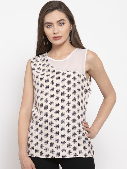 

DOOR74 Women Off-White Printed Top