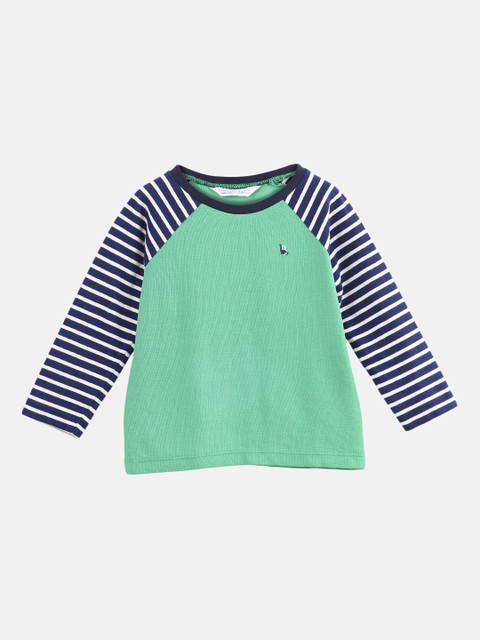 

Beebay Boys Green & Navy Blue Colourblocked Round Neck T-shirt