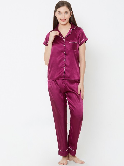 

Sweet Dreams Women Purple Solid Night suit