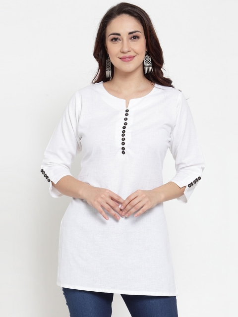 

Baani White Solid Cotton Tunic