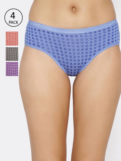 

Lady Lyka Women Pack Of 4 Printed Hipster Briefs FIESTA-1, Multi