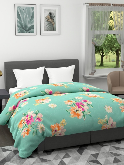

BIANCA Green & Multicoloured Floral AC Room 120 GSM Double Bed Comforter