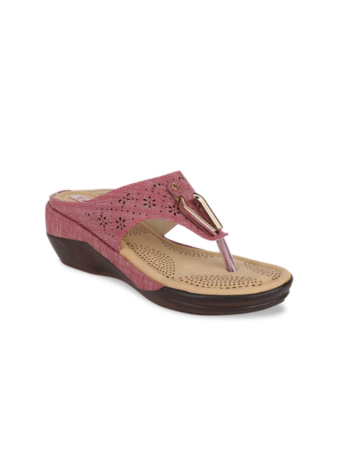

TRASE Women Pink Textured Comfort Heels