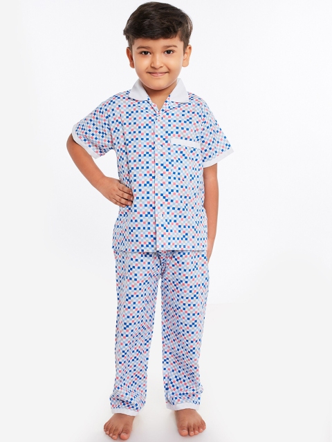 

Fuzzy Bear Boys Multicoloured Checked Night suit, Multi