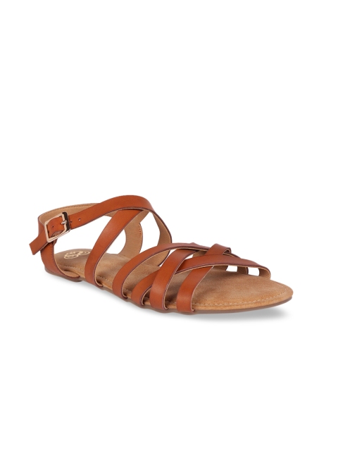 

Sole To Soul Women Tan-Brown Solid Open Toe Flats