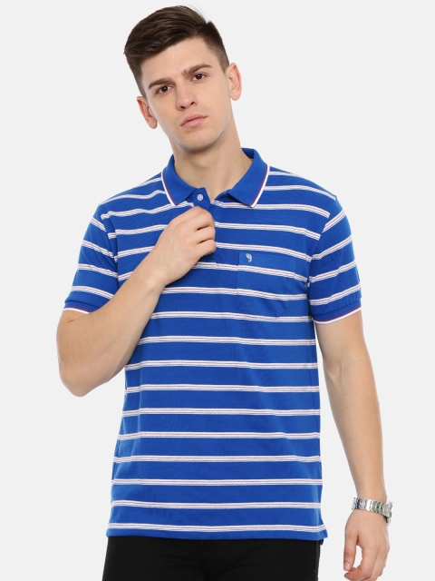 

Classic Polo Men Blue Striped Polo Collar T-shirt