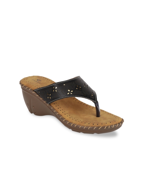 

TRASE Women Black Laser Cut Wedges