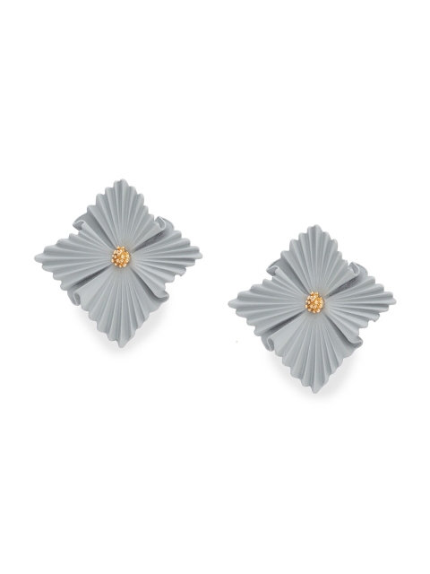 

Globus Grey & Gold-Toned Geometric Studs