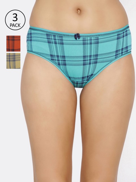 

Lady Lyka Women Pack Of 3 Multicoloured Checked Hipster Briefs CATER-PILAR-12, Rust