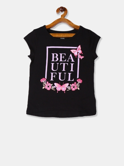 

The Childrens Place Girls Black Printed Pure Cotton Top