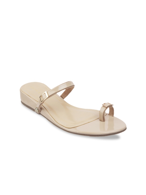 

LEMON & PEPPER Women Beige Solid Open Toe Flats