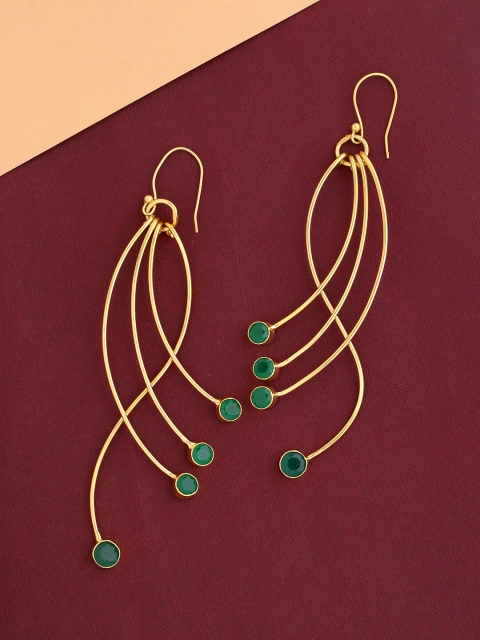 

Tistabene 18 Kt Gold-Plated & Green Contemporary Jhumkas
