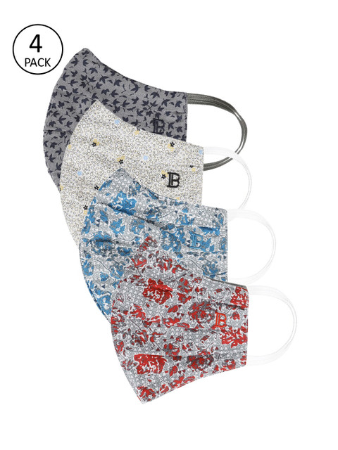 

Bene Kleed Women Pack of 4 Printed Reusable 3-Layers Cloth Masks, White