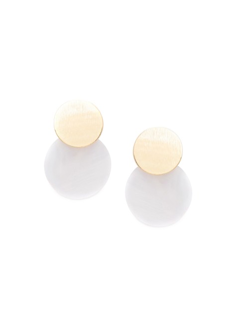 

Globus Gold-Plated & White Circular Drop Earrings