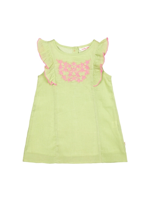 

Budding Bees Girls Green Embroidered A-Line Dress