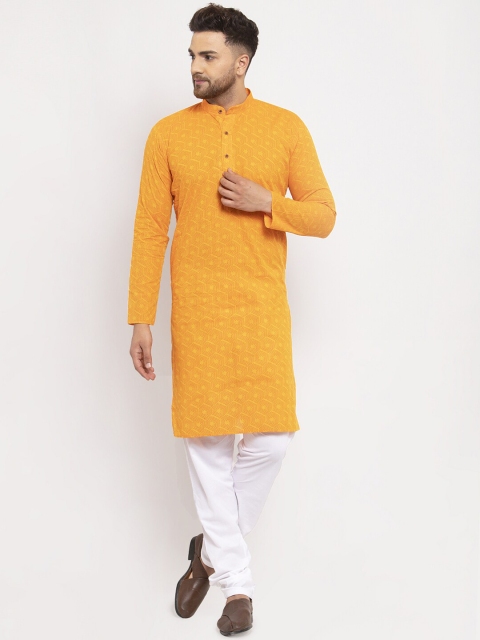 

Jompers Men Yellow Printed Kurta with Pyjamas