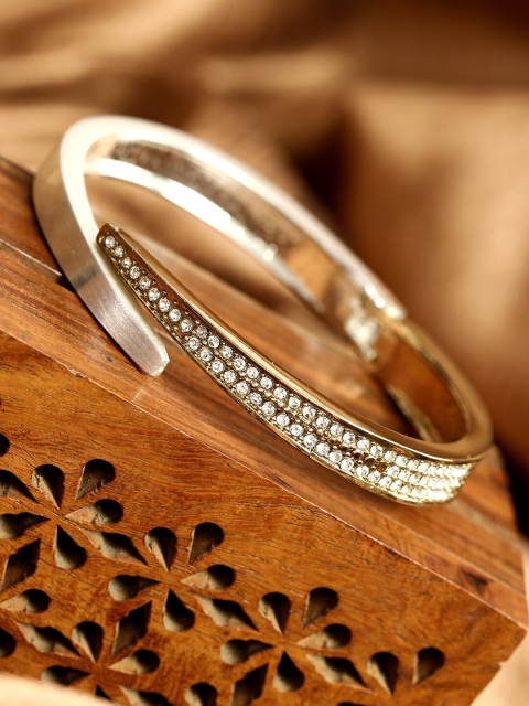 

ANIKAS CREATION Gold-Plated Hand Painted Cuff Bracelet