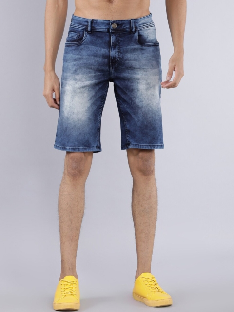

HIGHLANDER Men Blue Solid Slim Fit Denim Shorts