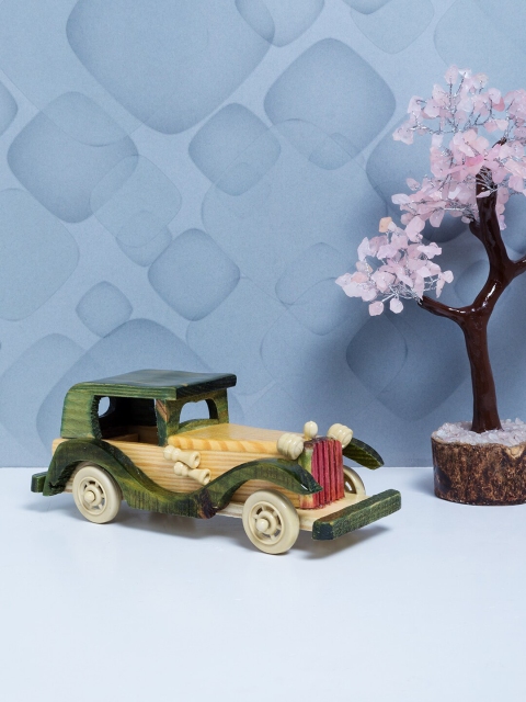 

Golden Peacock Green & Brown Wooden Vintage Classic Vehicle Car Toy Showpiece
