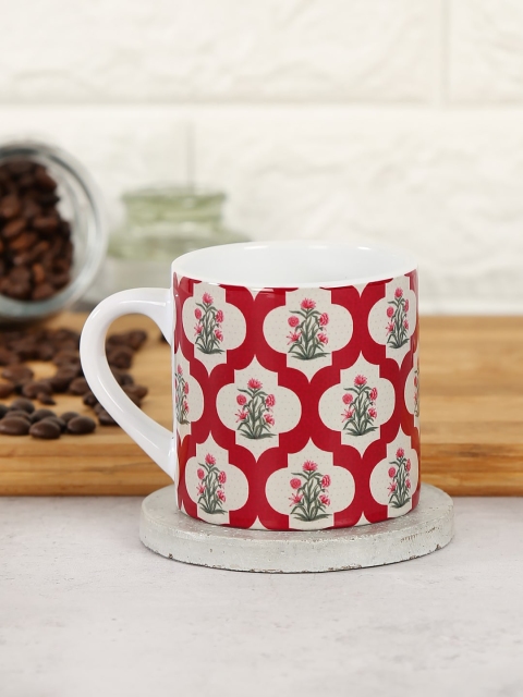 

India Circus by Krsnaa Mehta Red & White Poppy Flower Scarlet Espresso Mug 100 ml