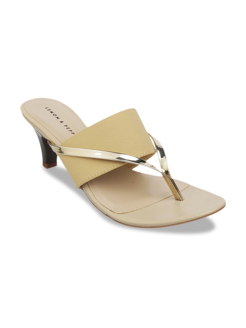 

LEMON & PEPPER Women Beige Solid Kitten Heels