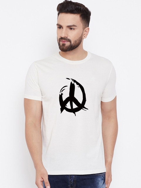 

wesquare Men White Printed Round Neck T-shirt