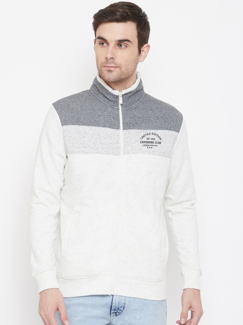 

Crimsoune Club Men White & Grey Colourblocked Sweatshirt