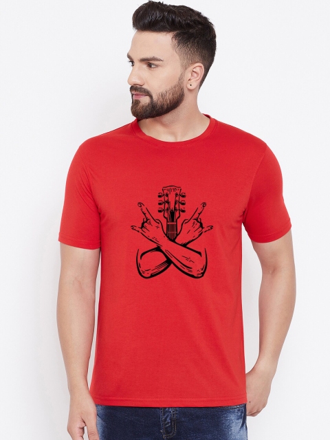 

wesquare Men Red Printed Round Neck T-shirt