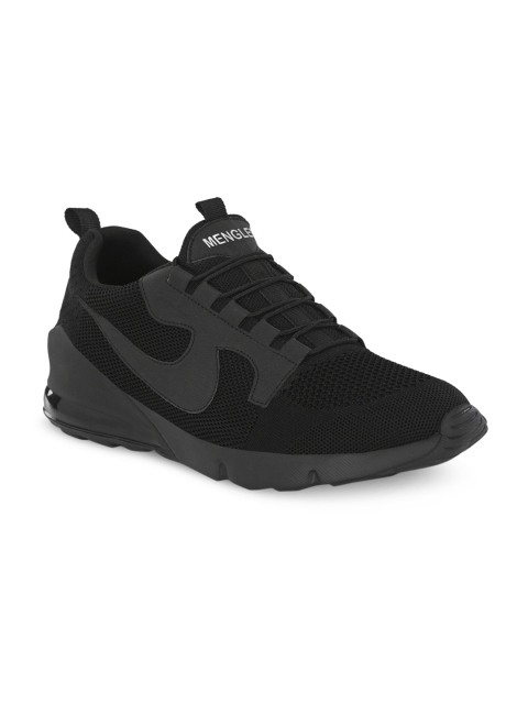 

MENGLER Men Black Textile Running Shoes