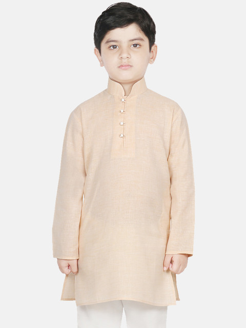 

SG YUVRAJ Boys Beige Solid Straight Kurta