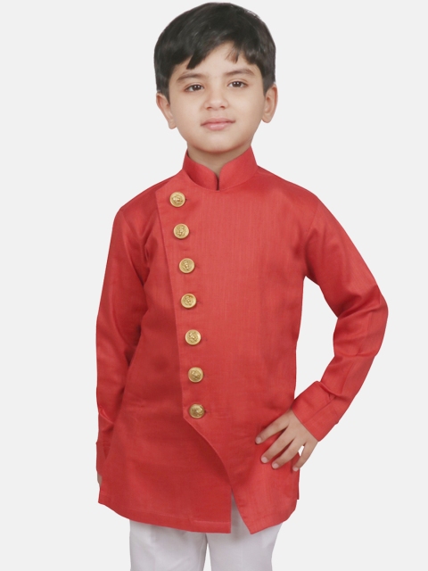 

SG YUVRAJ Boys Maroon Solid Straight Kurta