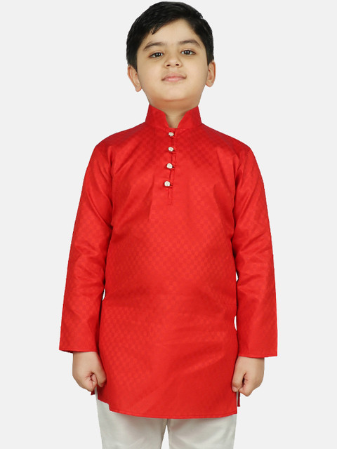 

SG YUVRAJ Boys Maroon Woven Design Straight Kurta
