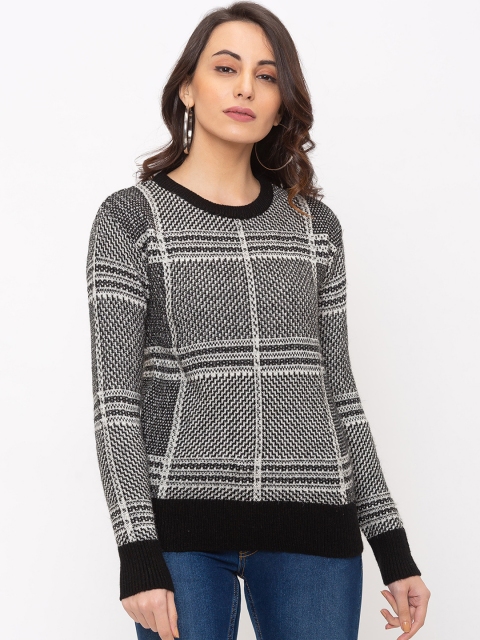 

Globus Women Black & White Self Design Top