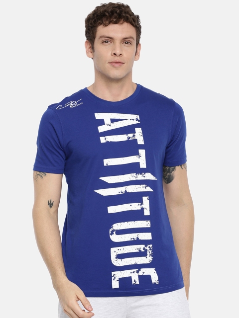 

ATTIITUDE Men Navy Blue Brand Logo Printed Round Neck T-shirt