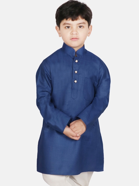 

SG YUVRAJ Boys Blue Solid Straight Kurta