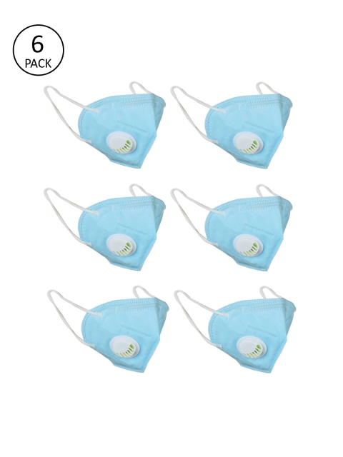 

OOMPH Unisex Pack of 6 Pcs Blue Reusable 5-Ply Protective N95 Masks With Valve