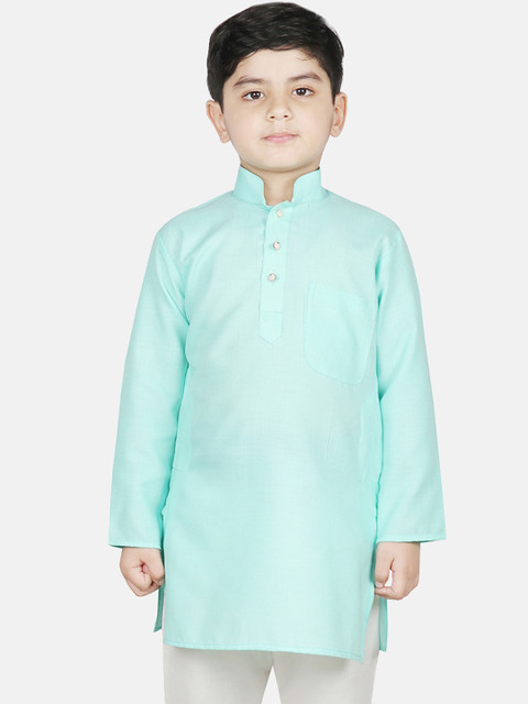

SG YUVRAJ Boys Green Solid Straight Kurta