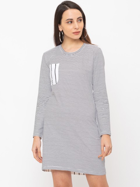 

Globus Women Black & White Striped T-shirt Dress