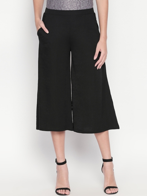 Forever Glam by Pantaloons Women Black Regular Fit Solid Culottes