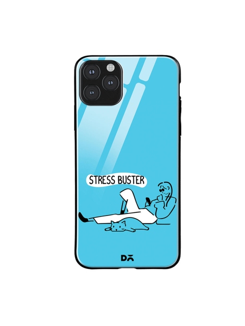 

DailyObjects Blue & White Stress Buster iPhone 11 Pro Max Glass Case