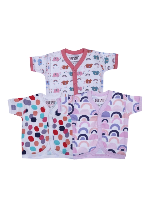 

BUMZEE Kids Pack Of 3 Printed Jhablas Peb3028, White