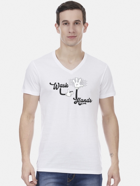 

Free Authority Men White Printed V-Neck T-shirt