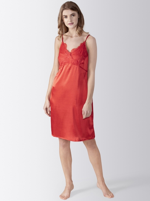 

ADORENITE Red Solid Nightdress
