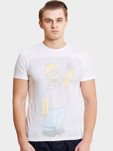 

Free Authority Men White The Simpsons Printed Round Neck T-shirt