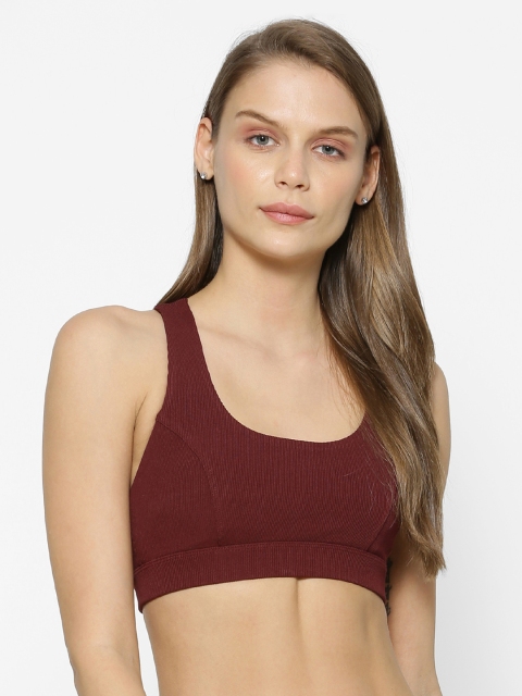 

FOREVER 21 Burgundy Solid Non-Wired Lightly Padded Everyday Bra
