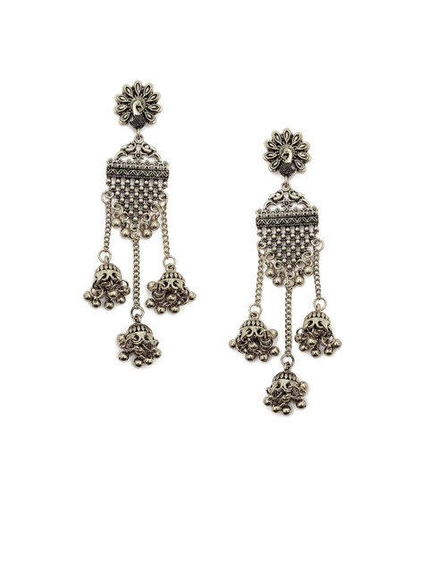 

Sia Art Jewellery Silver-Plated Contemporary Oxidised Drop Earrings