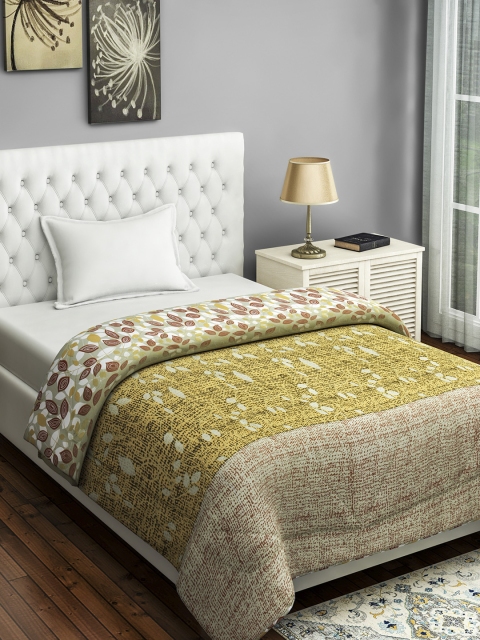 

SWAYAM Mustard Yellow & Brown Floral AC Room 150 GSM Single Bed Comforter