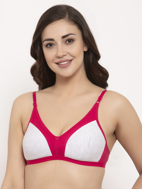 

GRACIT Pink & White Colourblocked Non-Wired Non Padded Bralette Bra PW9-07-30B