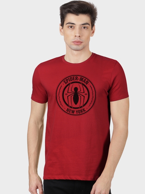 

Free Authority Men Red & Black Spiderman Printed Slim Fit Round Neck T-shirt
