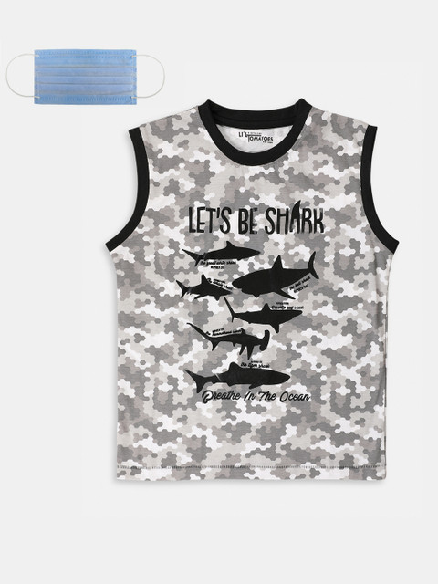 

Lil Tomatoes Boys Grey Printed Round Neck T-shirt